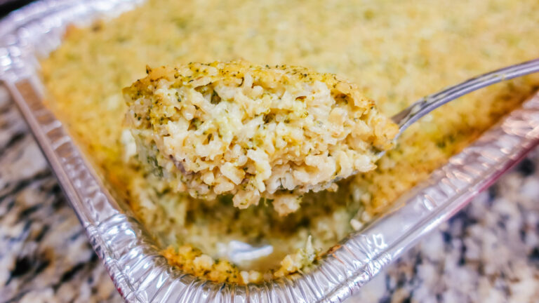 broccoli casserole in a pan