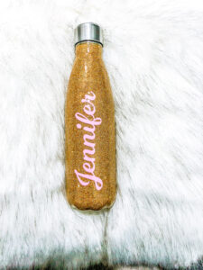gold glitter water bottle