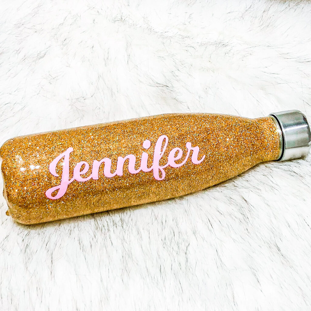gold glitter water bottle