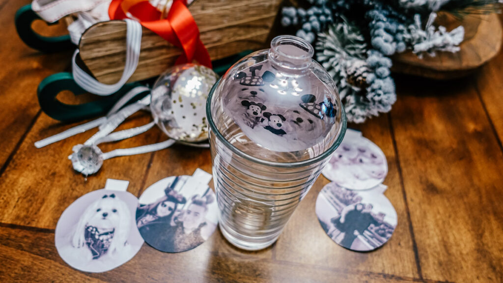 clear ornament sitting on a glass