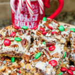Santa's magic bars sitting on a white plate