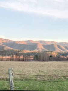 mountains in sunset