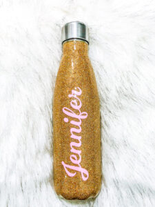 gold glitter water bottle