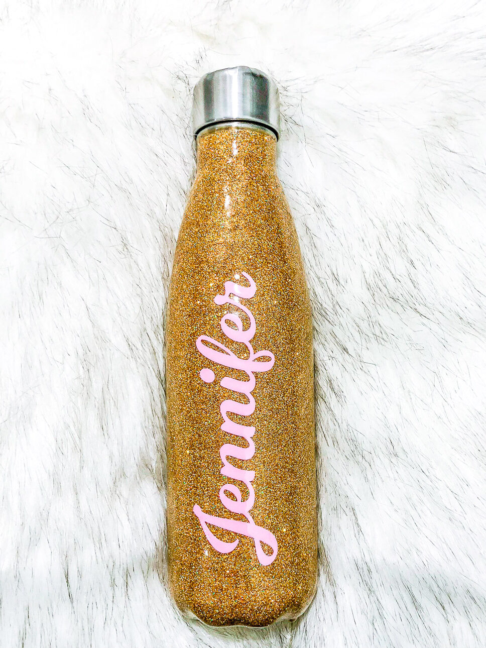 gold glitter water bottle